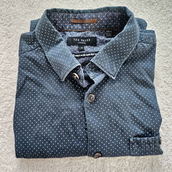 Ted Baker London Green Polka Dot Button Down Shirt - Picture 1 of 12